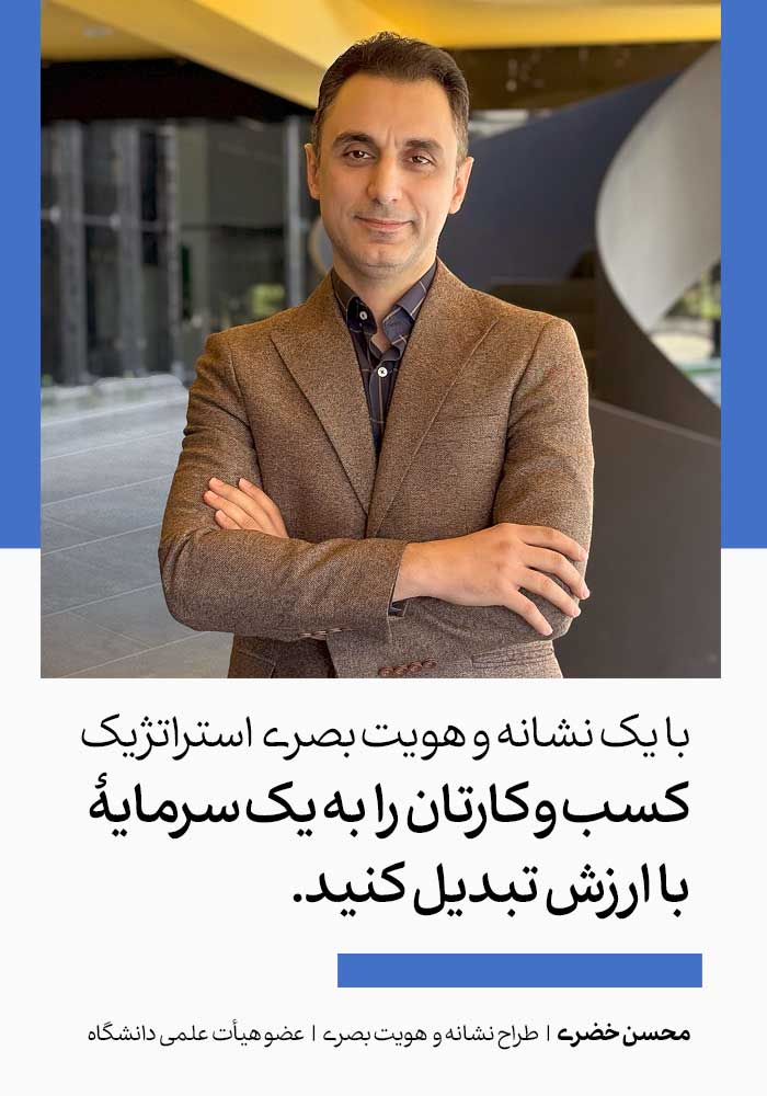 محسن خضری طراح گرافیک متخصص در شهر مشهد با سابقه طراحی لوگو و تبلیغات و عضو هیات علمی موسسه آموزش عالی فردوس مشهد